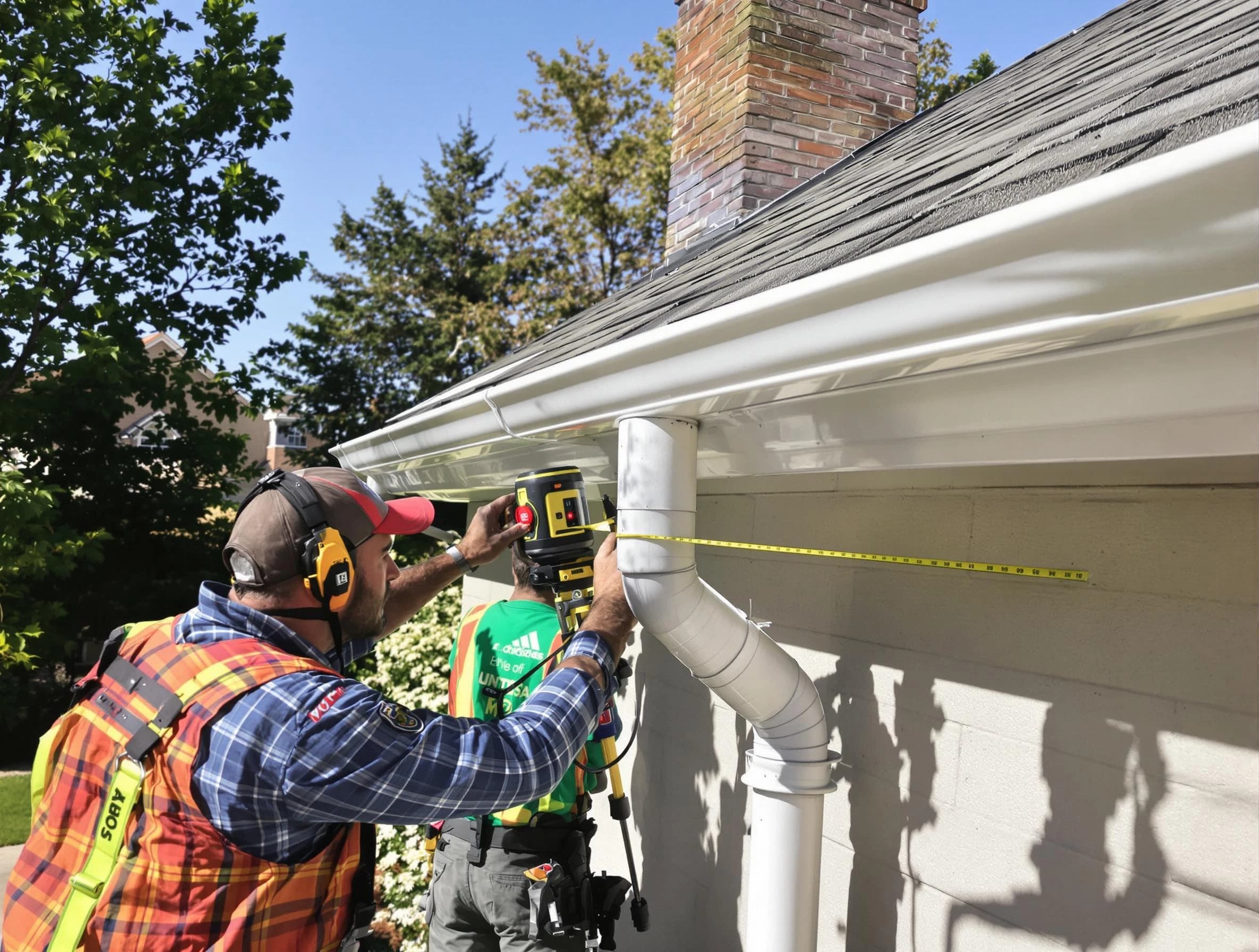 Wadsworth Roofing Company installing downspouts at a property in Wadsworth, OH