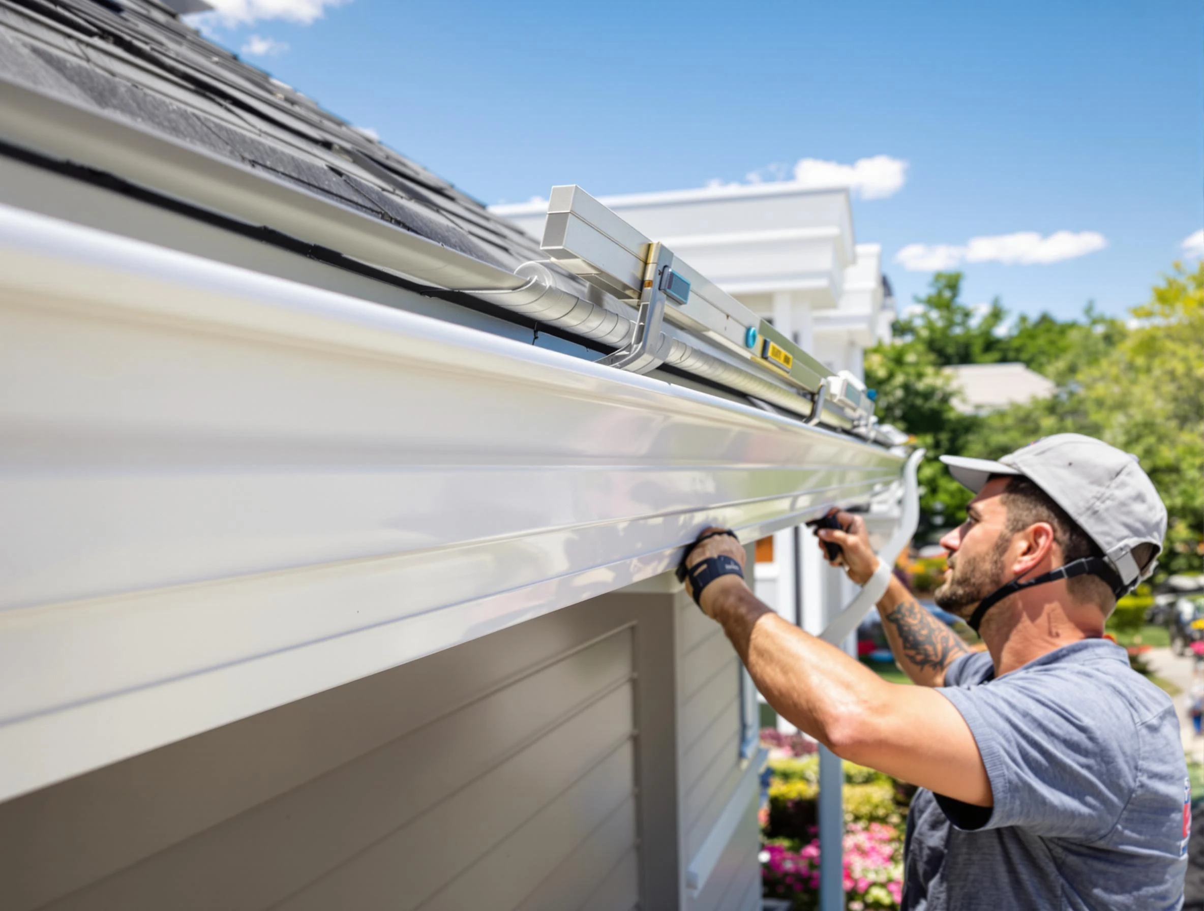 Newly installed gutters by Wadsworth Roofing Company for a home in Wadsworth, OH