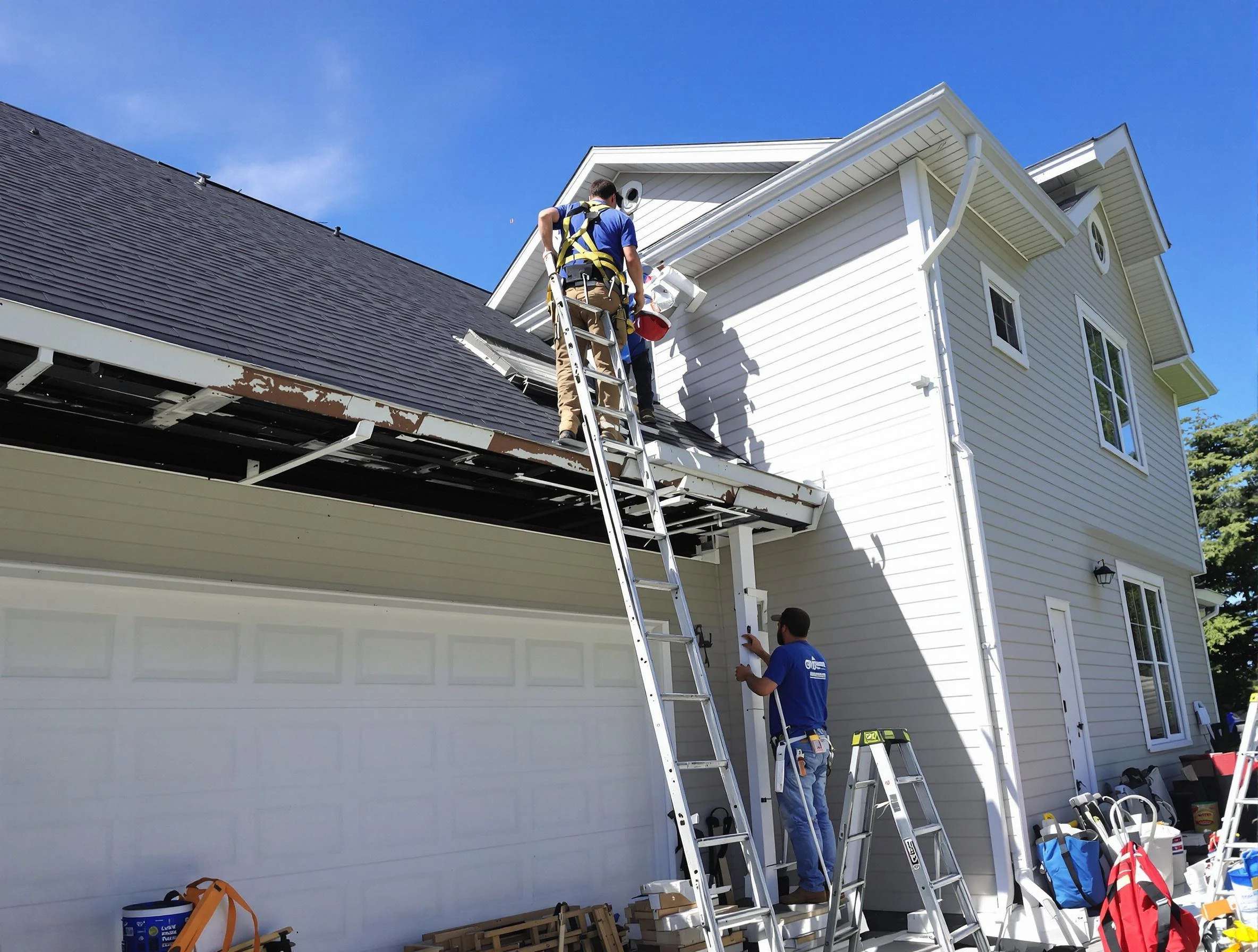Newly replaced gutters by Wadsworth Roofing Company in Wadsworth, OH